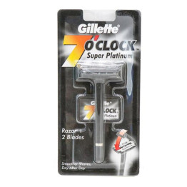 Gillette 7 o'Clock - Manual Super Platinum Razor -1 +2 BLEDES